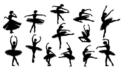 Abstract ballerina silhouettes in dynamic ballet motion with artistic flowing shapes vector illustration © Sabbir