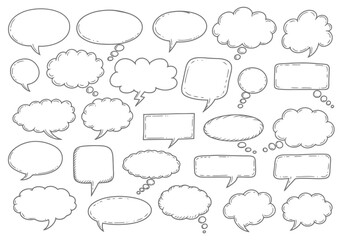 Fototapeta premium Set of hand drawn speech bubbles for comic book and cartoon design art