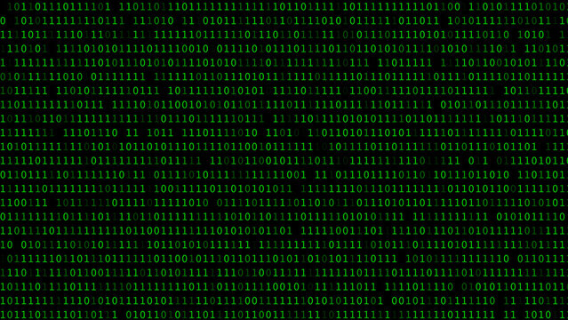 Cyber neon green binary text data flow technology and programming background