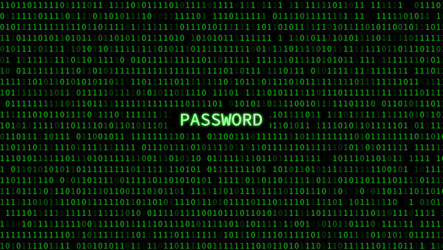 Cyber neon green password binary text data flow technology and programming background