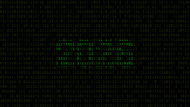 Cyber neon green 2026 binary text data flow technology and programming background