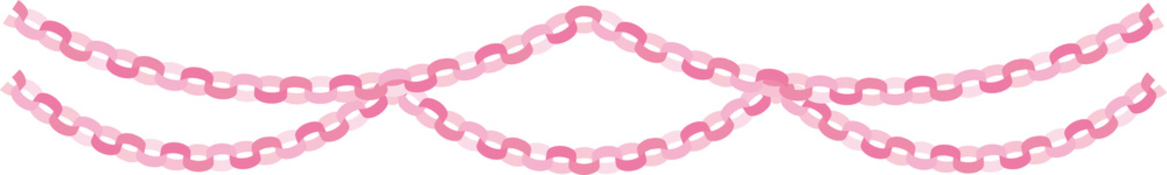 ベビーシャワー用ピンクのペーパーチェーンガーランド（2連タイプ）パーティー装飾素材 / Pink paper chain garland double style for baby shower party