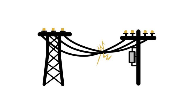 Seamless Loop Animation of Electricity Flowing Through High Voltage Power Lines