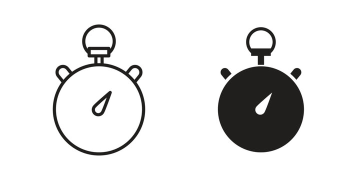 Stopwatch icon pack flat vector in outline
