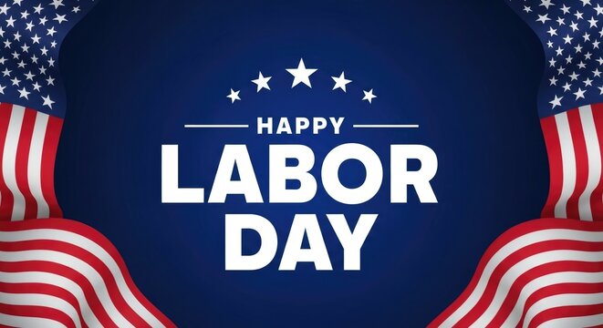 Happy labor day celebration with american flags and patriotic theme