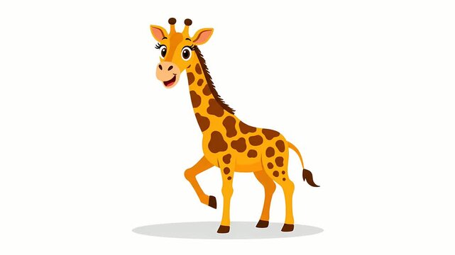 Cute Cartoon Giraffe Standing Isolated Illustration