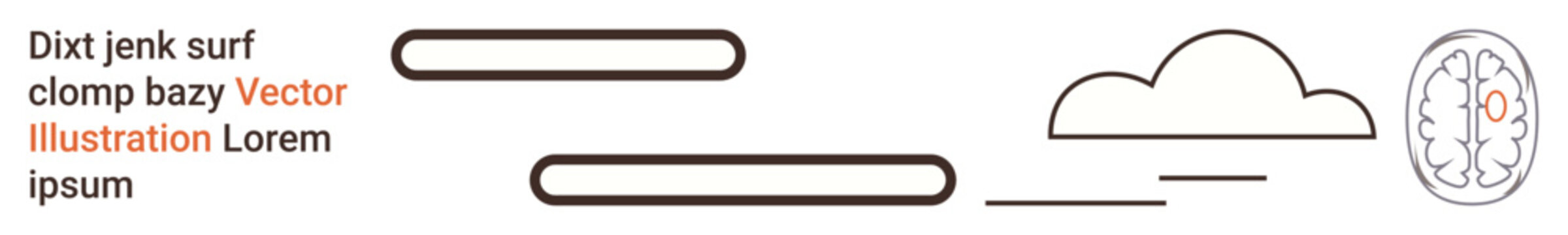 Mindfulness, cloud computing, neuroscience, abstract ideas, technology, cognitive science. Minimalist brain and cloud with lines and text. Mindfulness and cloud computing concept