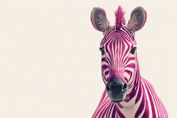 Fototapeta premium Stunning pink zebra captivates with unique stripes