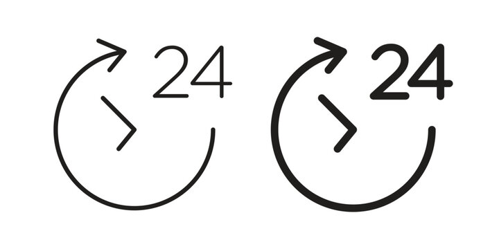 Time twenty four icon pack flat vector in outline