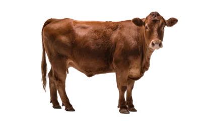 Fototapete Kuh Brown cow standing full body, facing the camera, isolated on a transparent background, ideal for farm animal and agricultural designs PNG  © Alexander