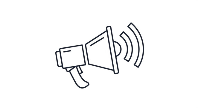 Simple Line Drawing of a Megaphone Icon with Sound Waves.