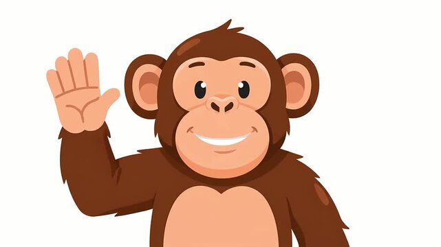 Cute Cartoon Monkey Smiling Friendly Character