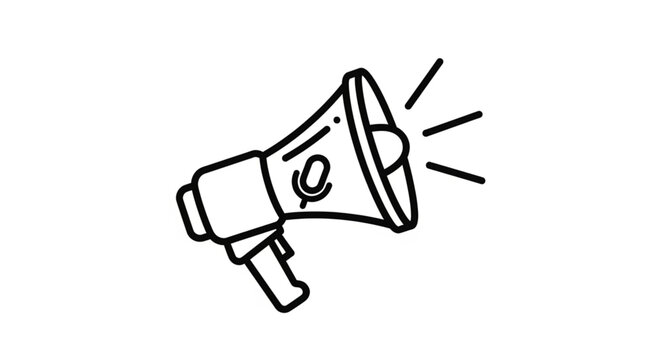 Simple Line Drawing of a Megaphone Icon.