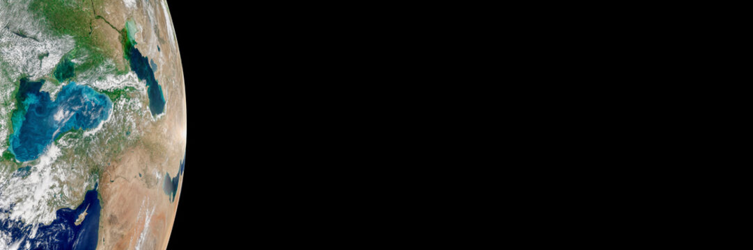 Earth map of Turkey, Middle East from space, header design. Elements of this image furnished by NASA.