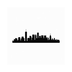 Fototapeta premium A stark black silhouette of a city skyline against a white background