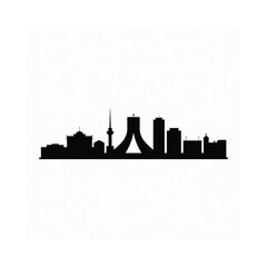 Naklejka premium Black silhouette of a city skyline featuring distinctive architectural structures