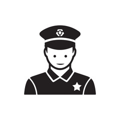 Obraz premium Black and white police officer icon vector
