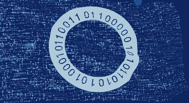 binary code on blue background