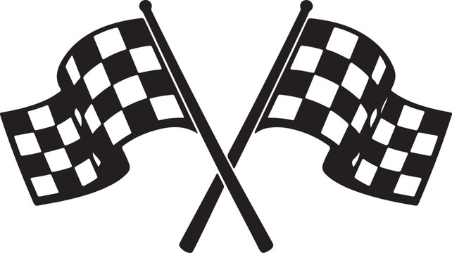 Racing flag logo icon silhouette vector illustration