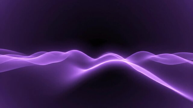 Dynamic purple waves flow across a deep dark void, creating an abstract digital soundscape visualization that embodies energy, frequency, and technological harmony for a modern aesthetic