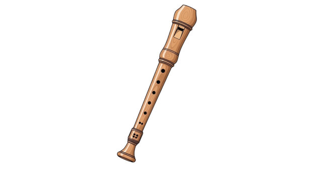 A vector graphic illustration of a traditional recorder instrument