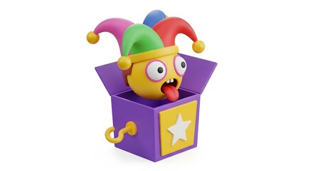 Obraz premium April fools day jester surprise box joke
