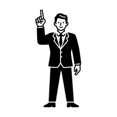 Obraz premium Businessman Pointing Upward - A Symbol of Ideas and Solutions.