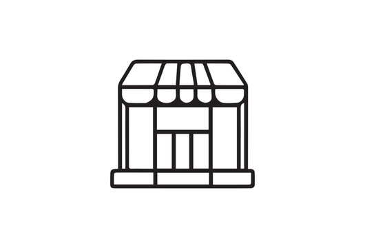 Vector storefront icon, black line drawing