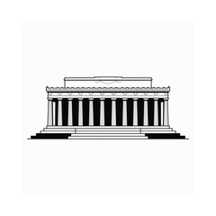 Line art illustration of the lincoln memorial in washington d c