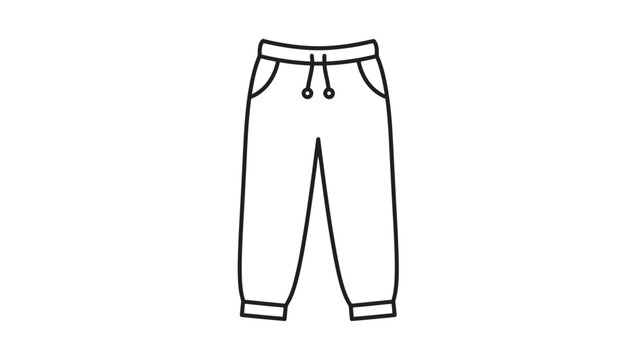 Simple Line Drawing of Jogger Pants with Drawstring and Pockets