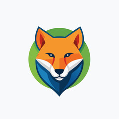 Obraz premium A vibrant, stylized emblem showcasing a majestic fox head in a modern geometric art style, perfect for branding and digital identity