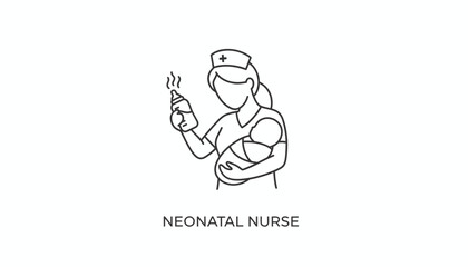 Obraz premium Neonatal Nurse Holding Baby, Caring for Newborn, Medical Professional Icon