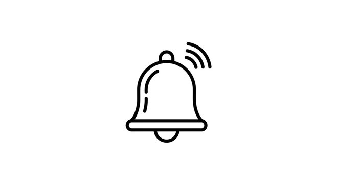 Notification Bell Icon, Alert Symbol, Sound Signal, Ringing Bell, Vector Graphic