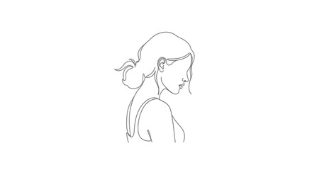 Obraz premium Minimalist Line Art Portrait of a Woman's Profile, Elegant Single Line Drawing
