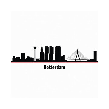 Rotterdam skyline silhouette with the city name displayed below it