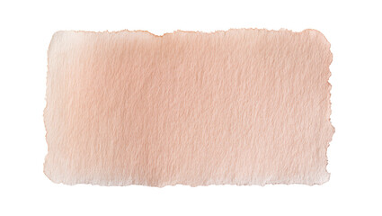 Obraz premium Delicate peach watercolor paint stroke with rough, torn paper edges, isolated on transparent background, versatile artistic design element PNG