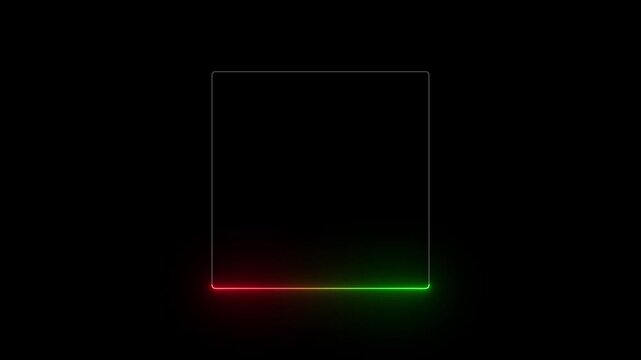 Dual Color Neon Frame with Green and Red Glow on Black Background. Futuristic Digital Border with Split Light Effect for Modern UI Design. Minimal Tech Frame Animation for Overlay video Content. 4k 