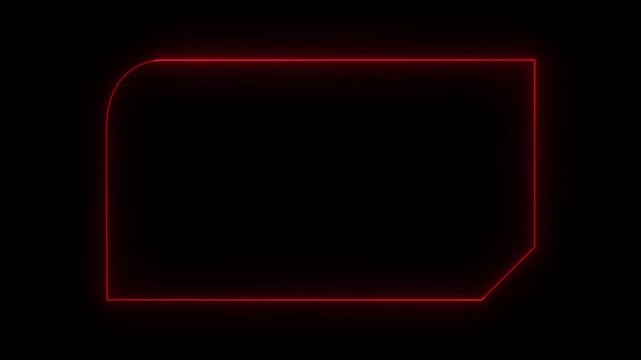 HUD square digital futuristic frame on black background, HUD frame, information call box bars, neon box pattern, neon digital hud lights, looping video, alpha channel, 4k video