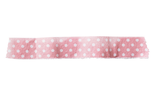Decorative pink tape with charming white polka dots, featuring naturally torn edges, perfectly isolated for creative design projects and scrapbooking PNG