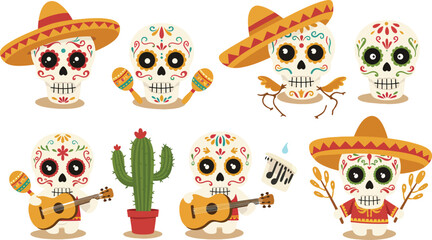 Fototapeta premium Flat design elements collection for cinco de mayo celebration