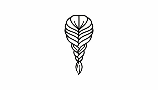 Elegant Braided Hairstyle Icon, Simple Line Art of a Woman's Braid