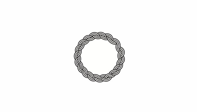 Circular braided pattern, abstract geometric design, monochrome Celtic knot circle