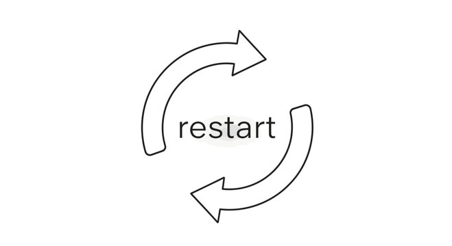 Circular Arrows with "Restart" Text - Symbolizing Renewal, Reset, and Continuous Process