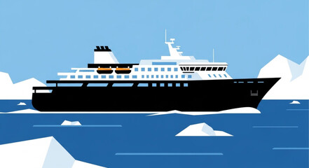 Cruise Ship Navigating Icy Waters - A Vector Illustration. © Luppp