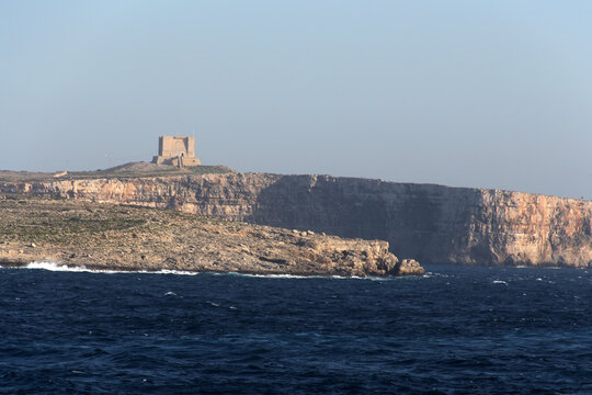 View of the St Mary's Tower on Comino Island, Malta