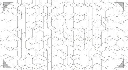 Obraz premium Abstract geometric background with isometric cube outlines and subtle corners.