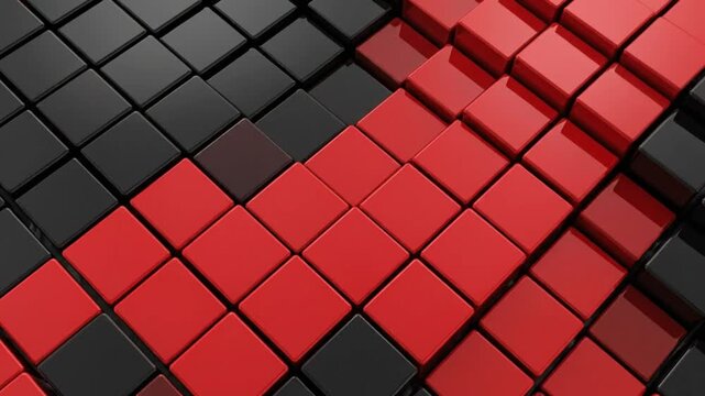 Abstract red and black 3d cube pattern geometric background animation for modern design
