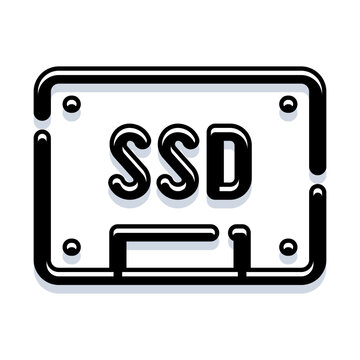 Solid state drive - ssd - icon symbolizing high speed modern computer storage, fast data access, memory and hardware for servers, cloud, backup and efficient digital systems