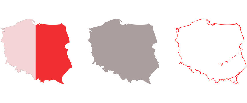 Poland map in colors and outline