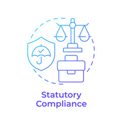 Fototapeta premium Statutory compliance blue gradient concept icon. Law equality, equal protection. Legal system. Round shape line illustration. Abstract idea. Graphic design. Easy to use in presentation, article
